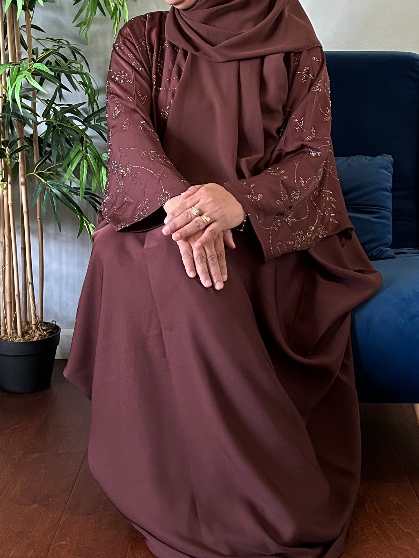 Nida Butterfly Abaya - Chocolate