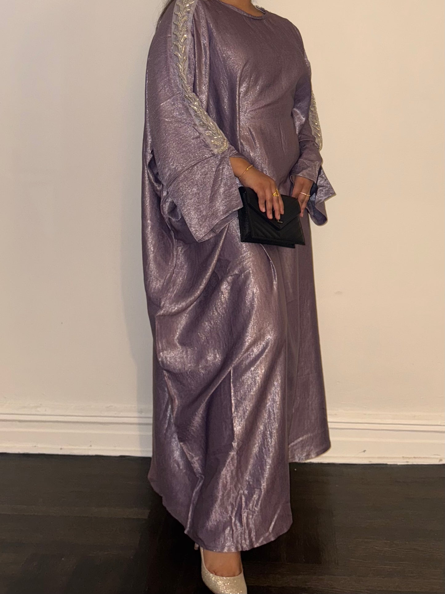 Metallic Butterfly Abaya - Lilac