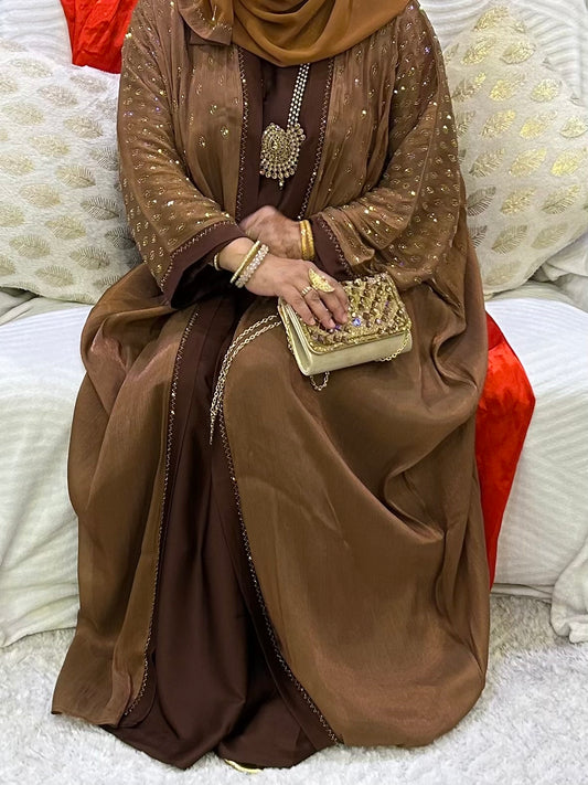 Ana Four Piece Abaya - Organza Fabric with Stone Work