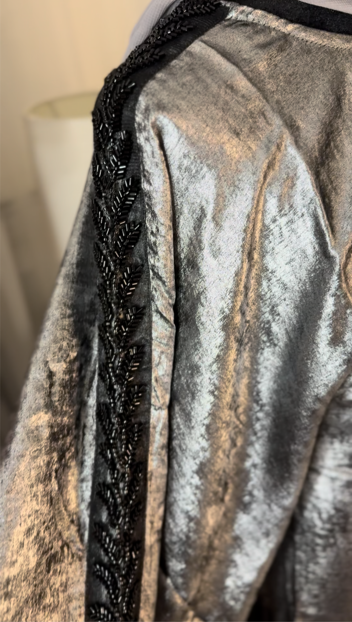 Metallic Butterfly Abaya - Silver