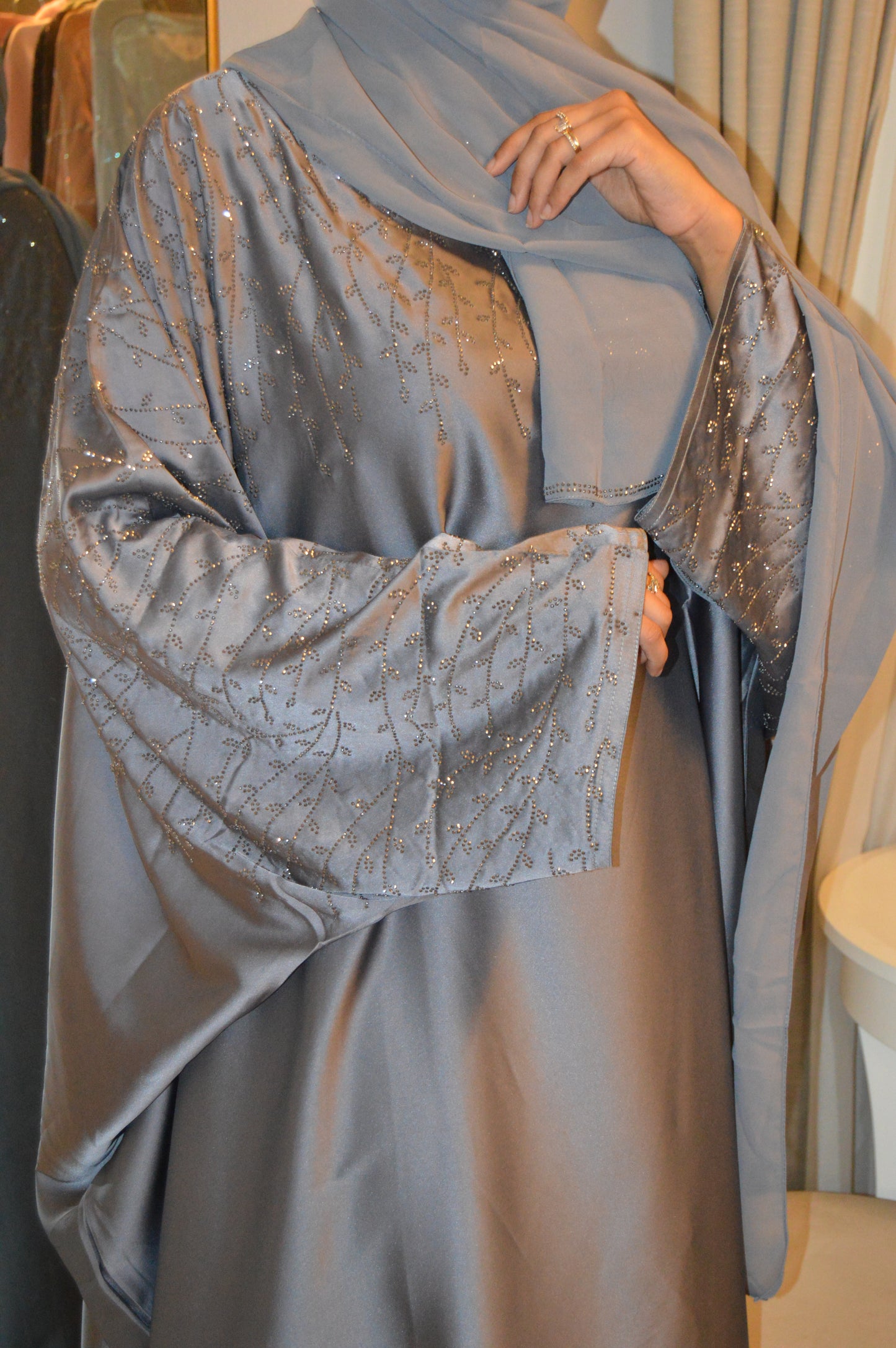 Butterfly Abaya - Charcoal