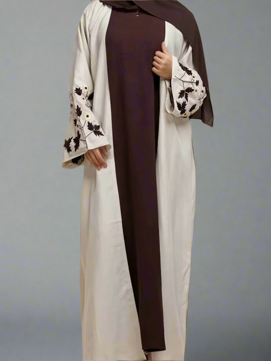 Chic Gray Embroidered Abaya