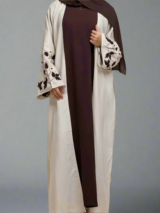 Chic Gray Embroidered Abaya