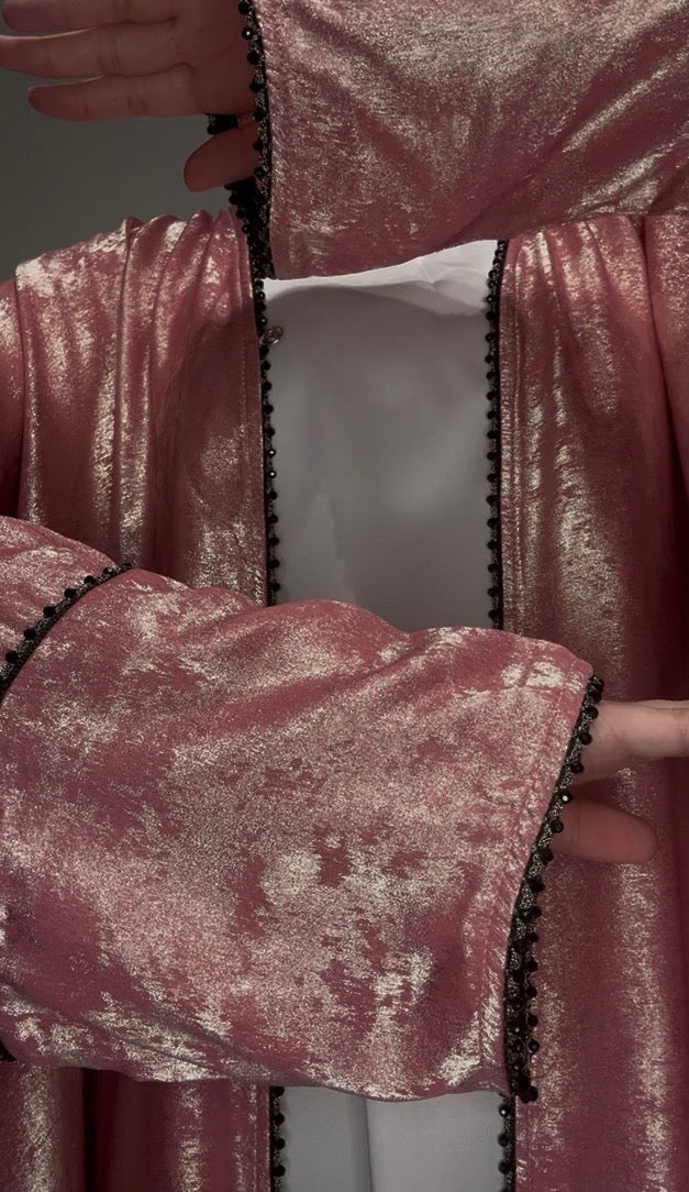 Korean Metallic Bahraini Abaya - Pink