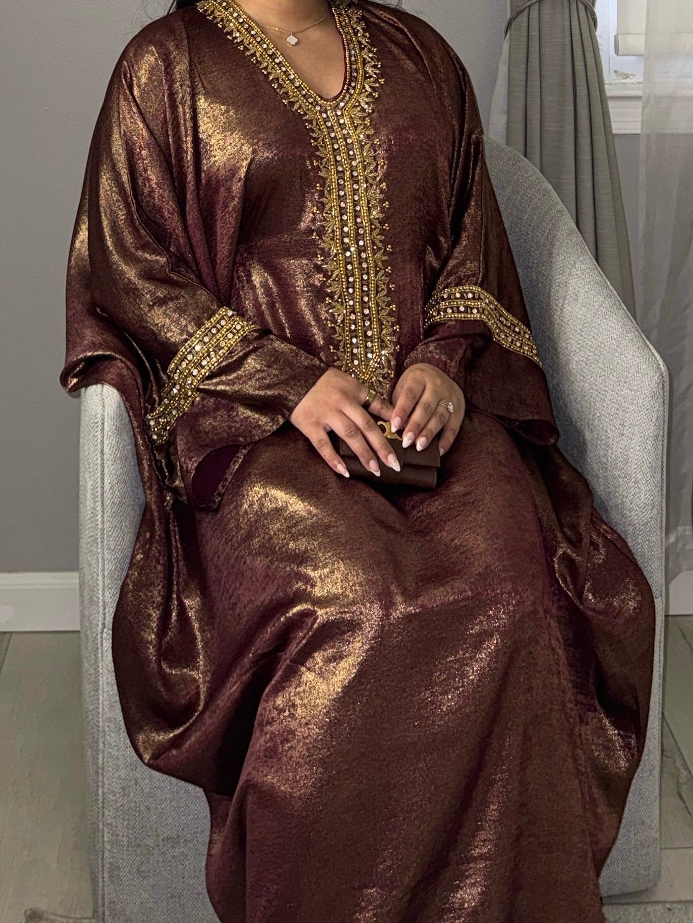 Tasnim Butterfly Abaya - Maroon