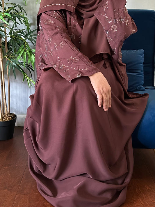 Nida Butterfly Abaya - Chocolate