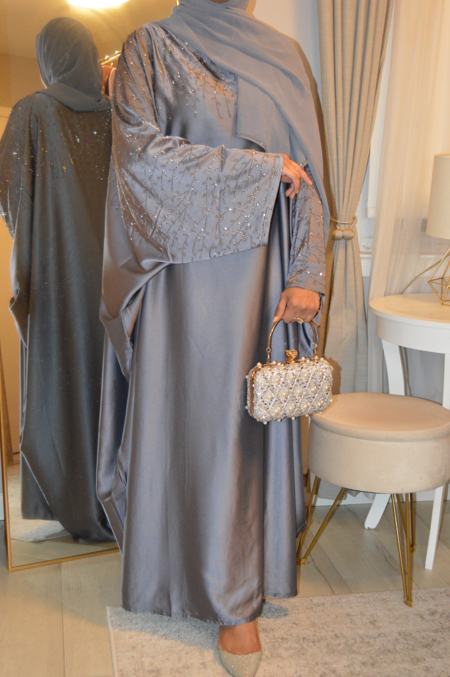 Butterfly Abaya - Charcoal