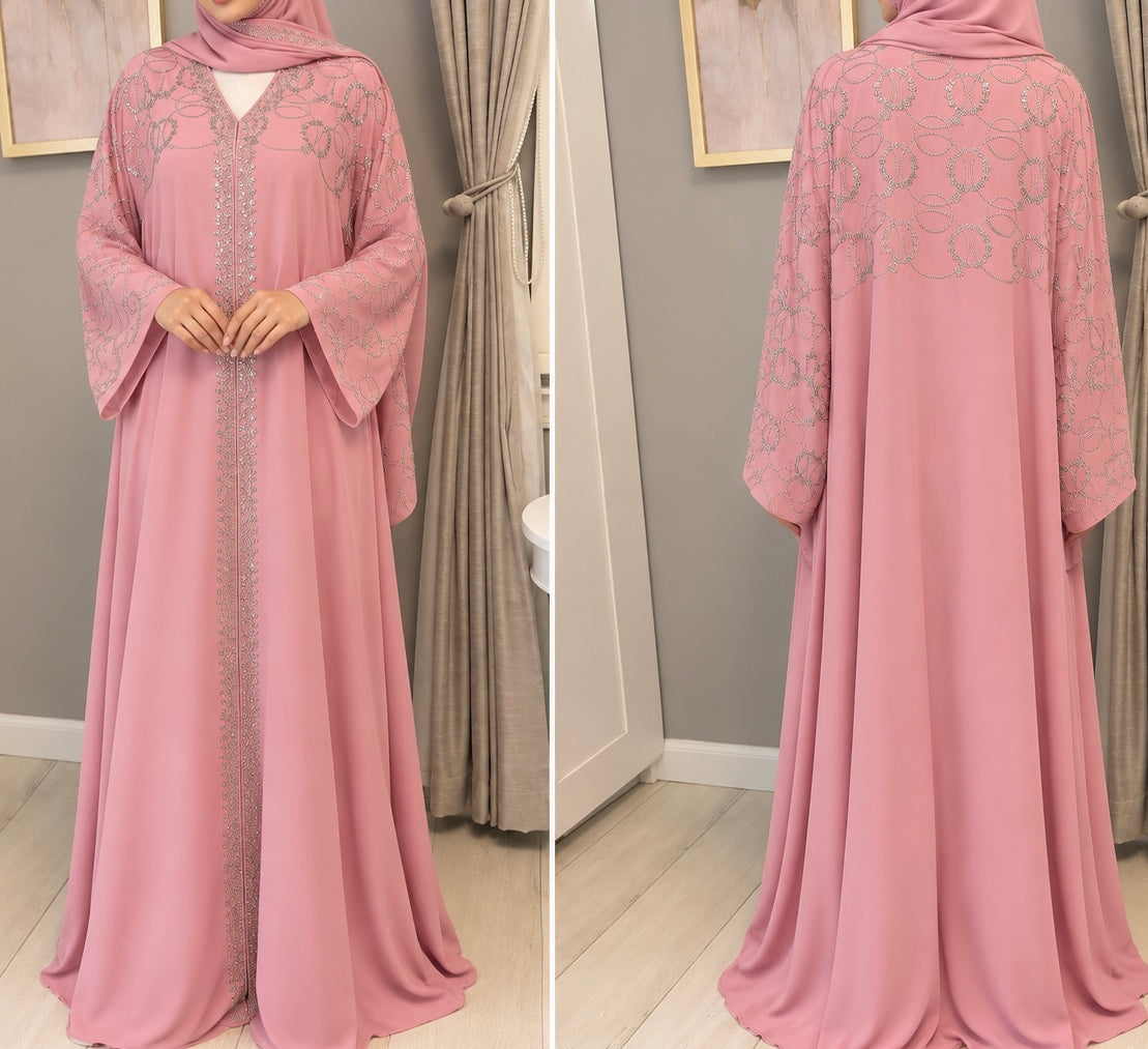 Noor Butterfly Abaya - Pink