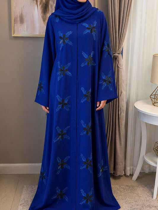 Alisha Abaya - Embroidered 2-Piece Set - Blue